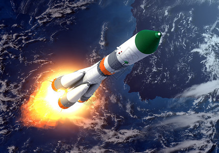 货运火箭起飞3D场景图片