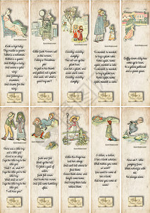 10个书签设计用古代风格用KateGreenaway图图片