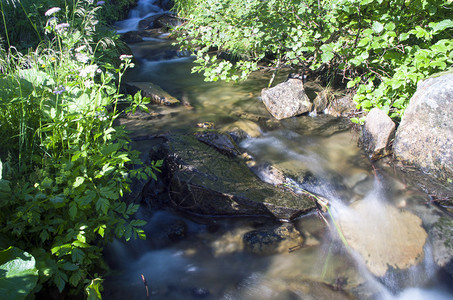 山区河流美丽的野生自然景观图片