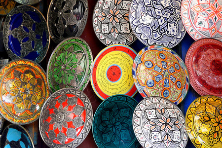 摩洛哥传统彩色风景陶瓷餐具图片