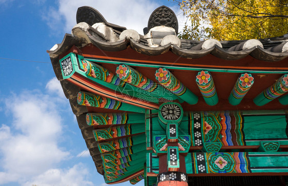 韩国寺庙屋顶结构细节图片