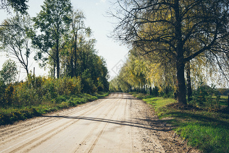 带有视野的空乡村道路Retrogrimay色图片