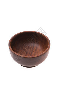孤立在白色背景上的棕色木碗背景图片