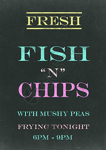 今晚吃鸡海报刮黑板上的炸鱼N薯条背景