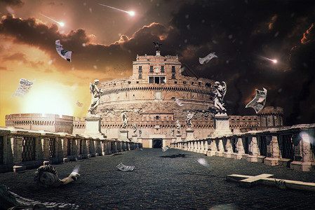 罗马城市景观哑光绘画的末日场景图片
