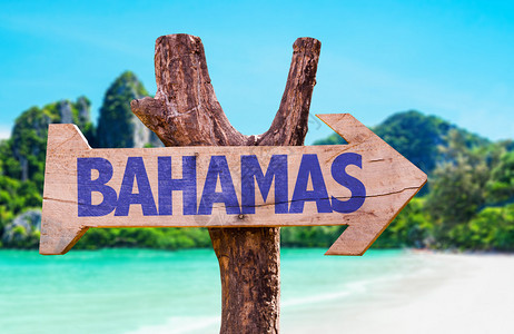 巴哈马木牌与海滩背景图片