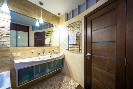 现代双床浴室高清图片