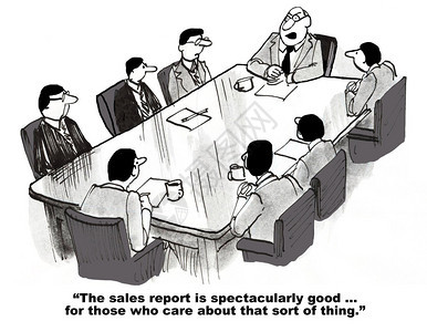 商务会议和领导者的商业漫画说图片