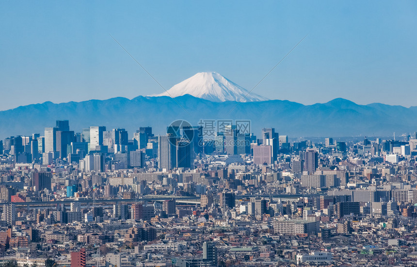东京城市景观和背景中的富士山高清图片下载-正版图片504883054-摄图网