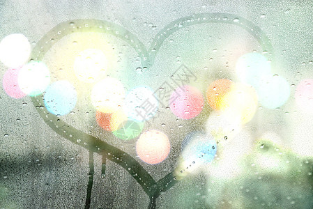 秋雨玻璃画心爱情观背景图片