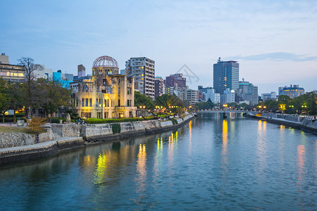 广岛城市景象与原子穹顶背景图片