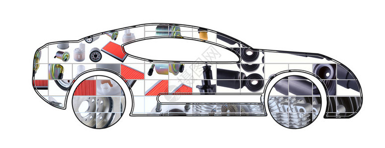 跑车形象从备件中收集背景图片