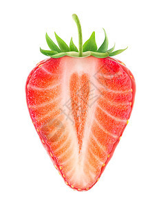 半片草莓有心形核心在白色与图片