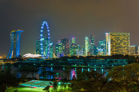 新加坡城市夜间天际Sity图片