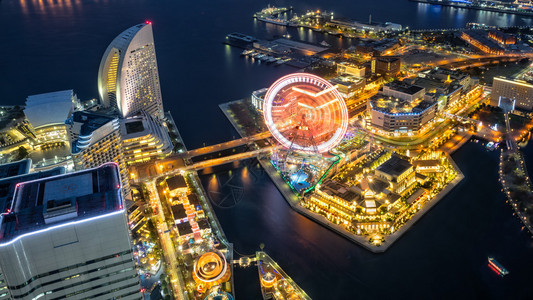 横滨市风景空中夜视图片