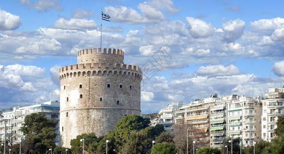 希腊塞萨洛尼基市的白塔图片