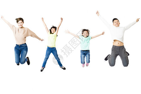 幸福家庭一起跳跃在一起图片