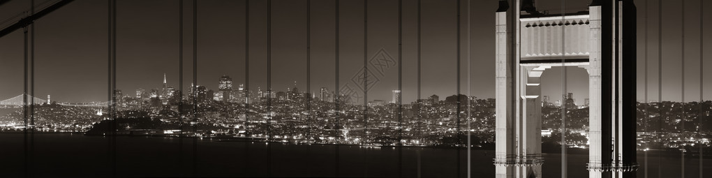 旧金山门大桥与城市天际线图片