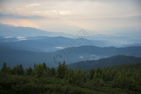 喀尔巴阡山脉的夏日夜景图片