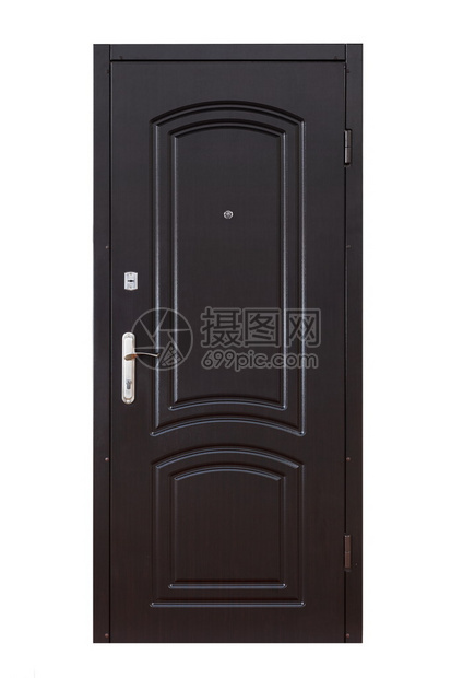 封闭的木门隔离在白色关闭的门图像公寓入口黑色木材图片