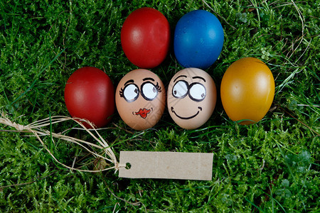 两个鸡蛋脸在青草中相爱图片