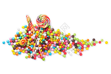 多彩糖果和棒糖孤图片