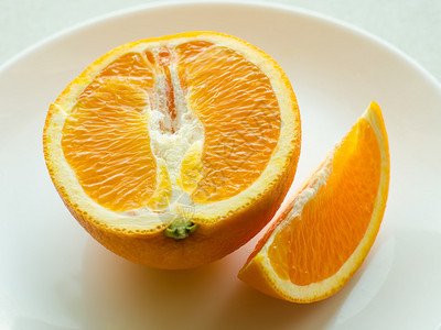 盘子上的橙子片图片