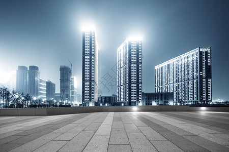 杭州西湖广场现代办公楼晚上在背景图片