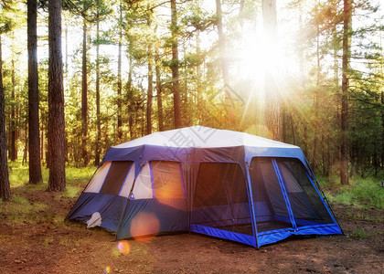 在亚利桑那州Payson森林的大型露营帐篷图片