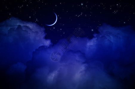 夜空有星和云浅弧图片