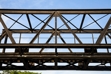 古老的铁路桥金属铁路桥泰国BangSaphanPr图片