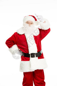 四分之三长的视线是圣诞老人假扮和在白图片