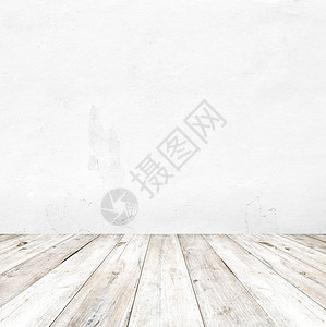 古老房间的白色内饰灰泥水墙和旧木地板现实3d作为您概念或工程图片