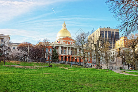 美国马萨诸塞州波士顿市中心波士顿公共园的马萨诸塞州立图书图片