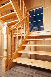 木屋内的楼梯和窗户图片