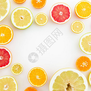 水果背景白色背景的新鲜柑橘制品图片