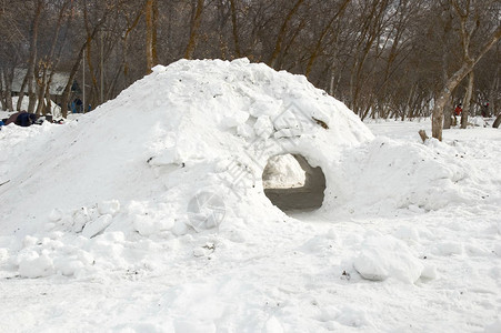 犹他山上建造的雪洞这个洞穴足够大可以图片