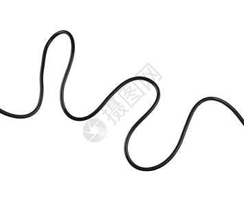 黑色电源缆线在白色背景上隔离图片