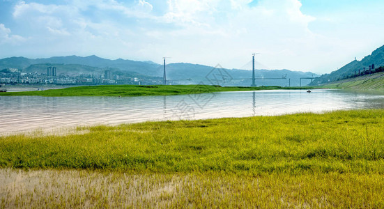 桥梁施工现场长江三峡背景图片