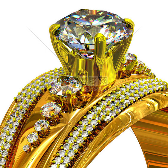 与宝石的订婚金戒指为恋爱中的人拍摄带有宝石的豪华珠宝首饰大量宝石光芒四射孤图片