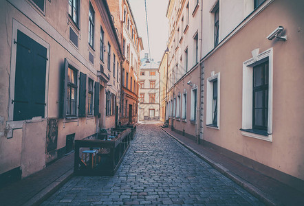 里加拉脱维亚老城区的街道建筑在图片