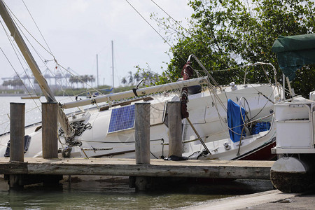 迈阿密飓风厄尔玛灾后的一艘图片