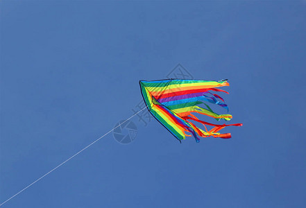 美丽的彩色风筝飞高在自由图片