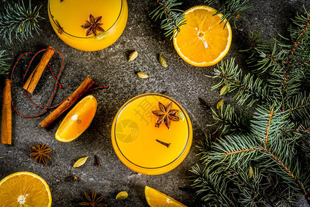 秋季冬季鸡尾酒辣味冬季橙汁配肉桂八角星小豆蔻丁香图片