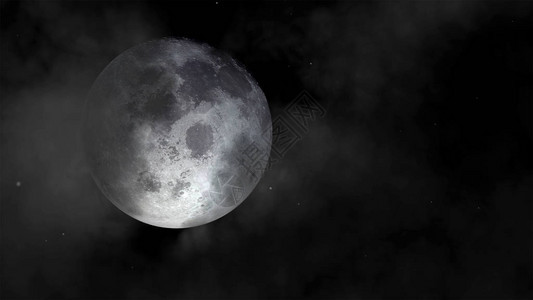 超级月亮夜空的迷人形象与多云和明亮的满月和星图片