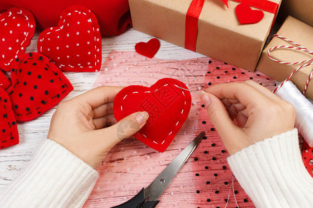 情人节背景纺织品的手工情人节心脏节图片