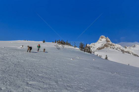 冬季攀登山峰罗马尼图片