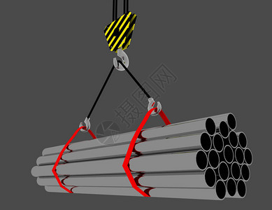 3D提供装有金属滚动产品的起重钩图片