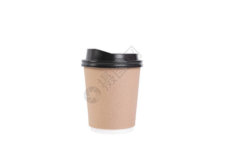 白色背景的棕色咖啡纸杯被孤立背景图片