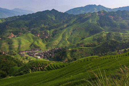 广西省大寨村及周边龙胜梯田的美丽景色图片